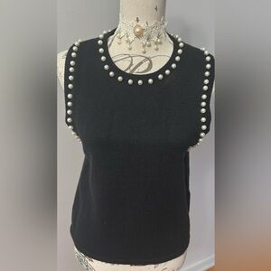THML Black Tank Top with Pearl Accents